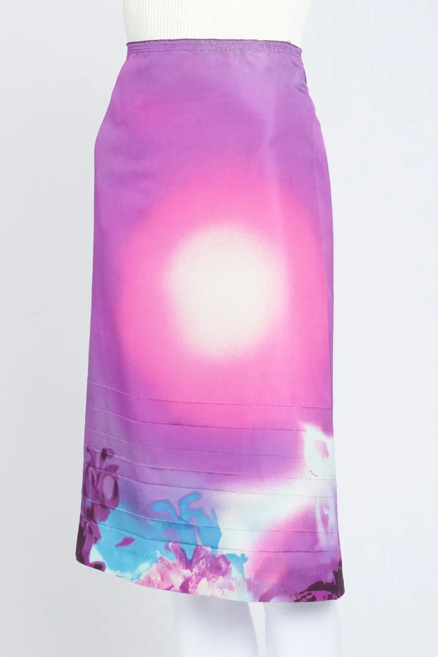 2004 Purple Ombre Printed Vintage Knee-Length Skirt