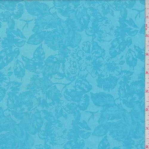 3 YD PC-Turquoise Floral Satin Jacquard Fabric