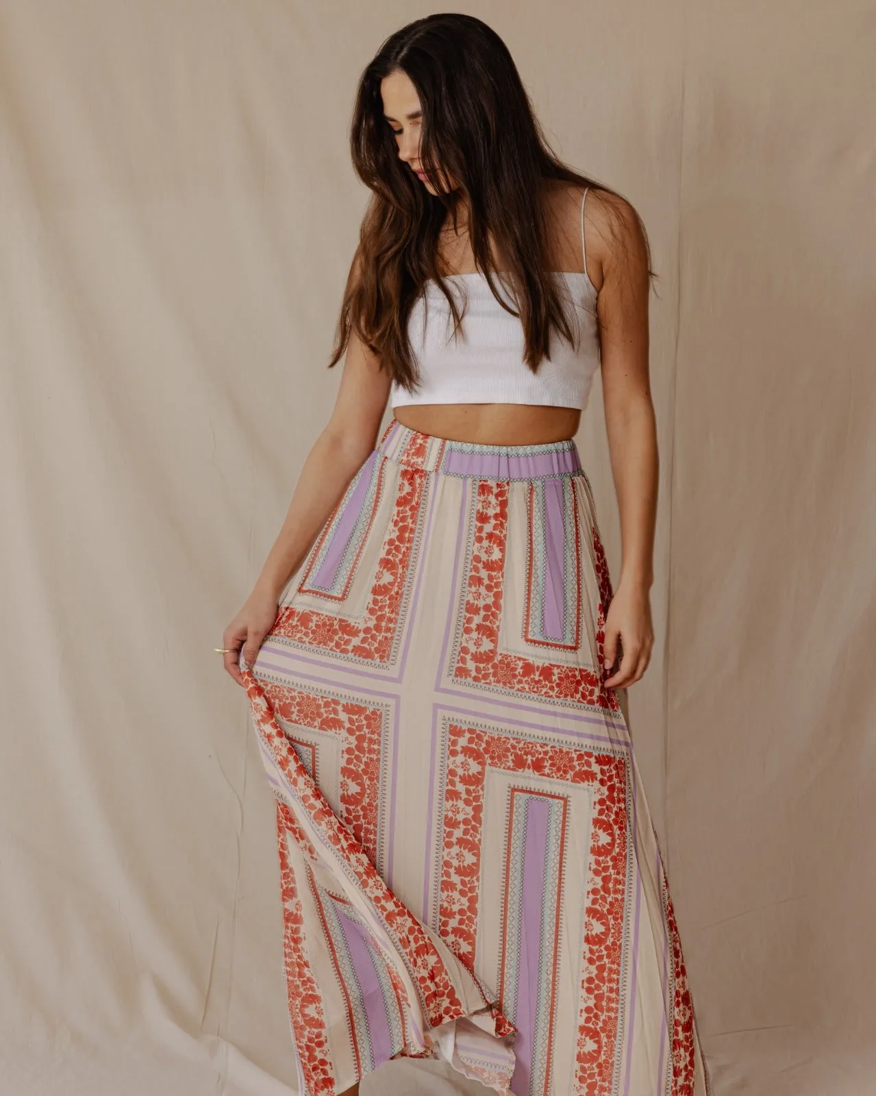 Airy Chiffon Skirt Beige