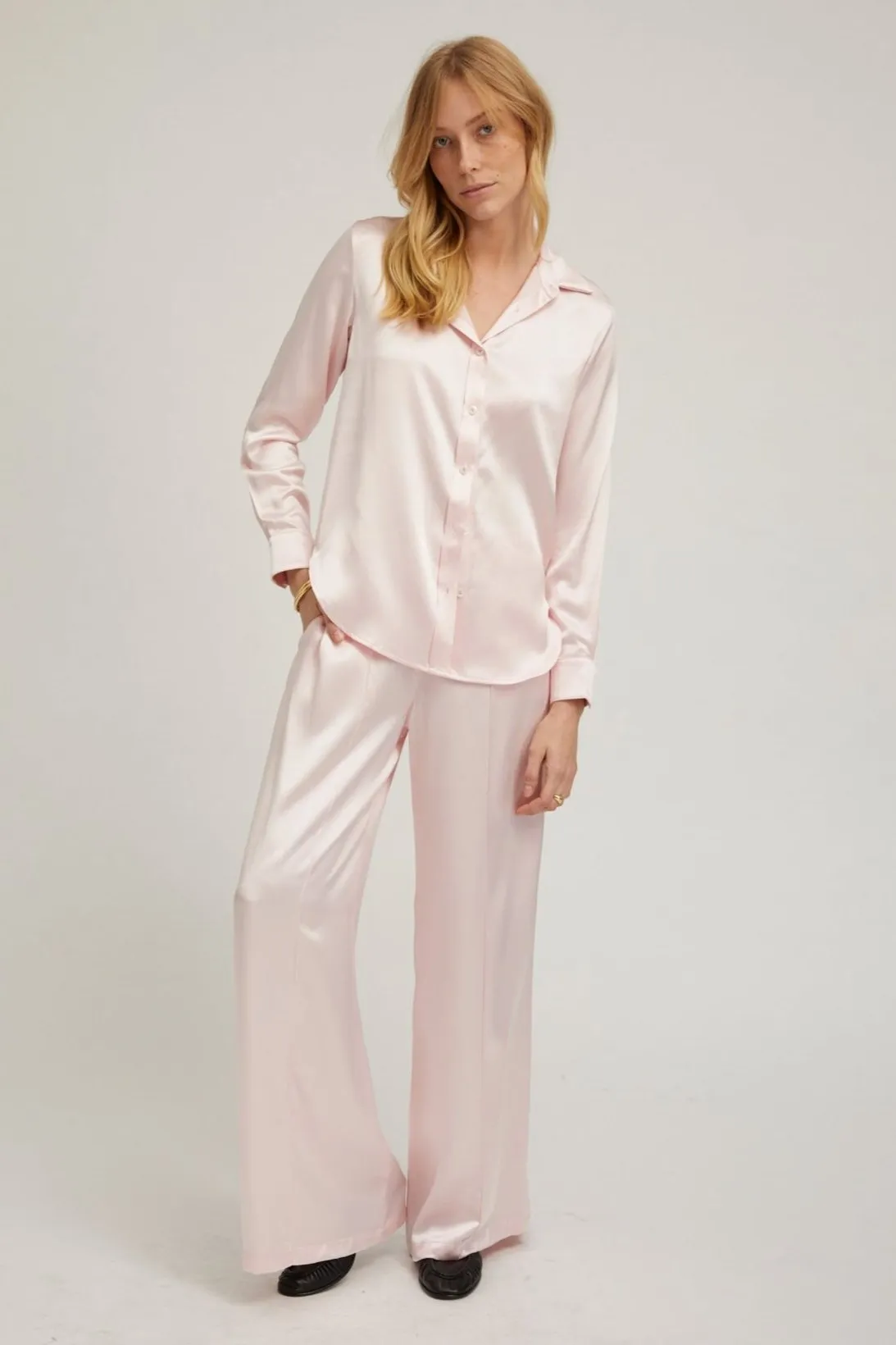 Ballet Silk Wide Leg Pintuck Pants