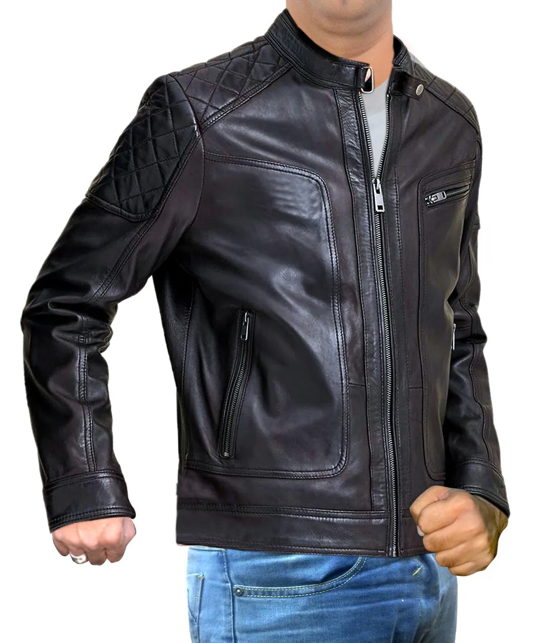 Biker Style Motorbike Genuine Leather Jacket