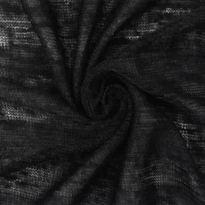 Black Slub Stretch Spandex Poly Jersey Knit Fabric