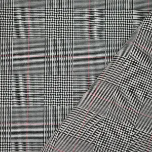 Black-White-Red Polyester Wool Glen Plaid Woven Shirting Fabric