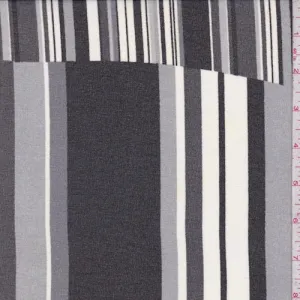 Black/Grey/White Stripe Block Crepe Georgette Fabric