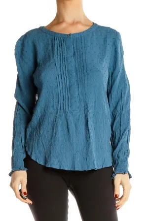 Blue Textured Blouse