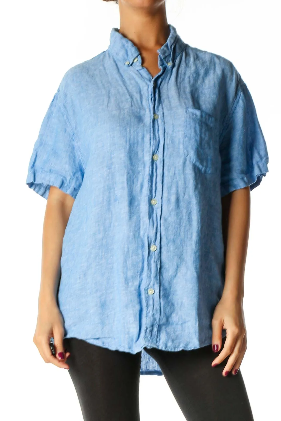 Blue Textured Bohemian Shirt