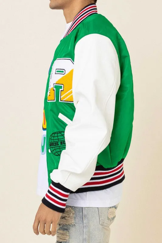 Bright Future Green letterman Varsity Jacket