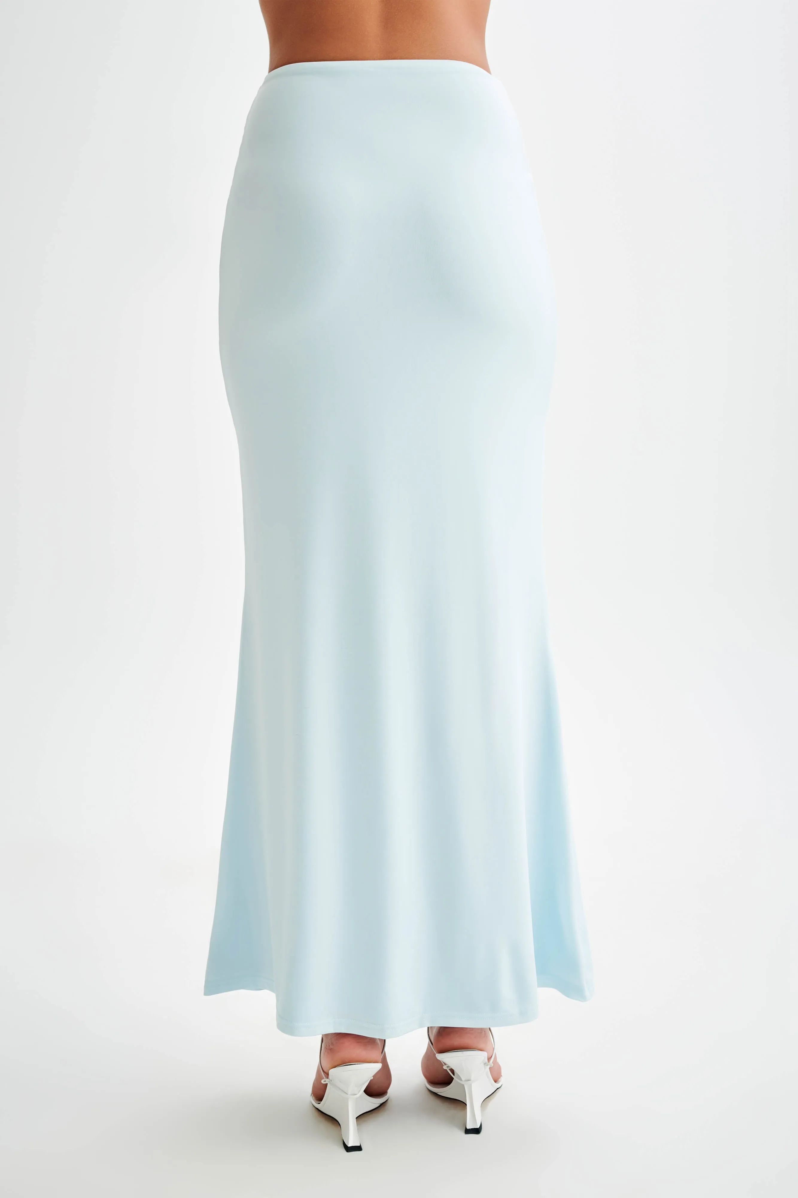 Bruna Slinky Fishtail Maxi Skirt - Sky Blue