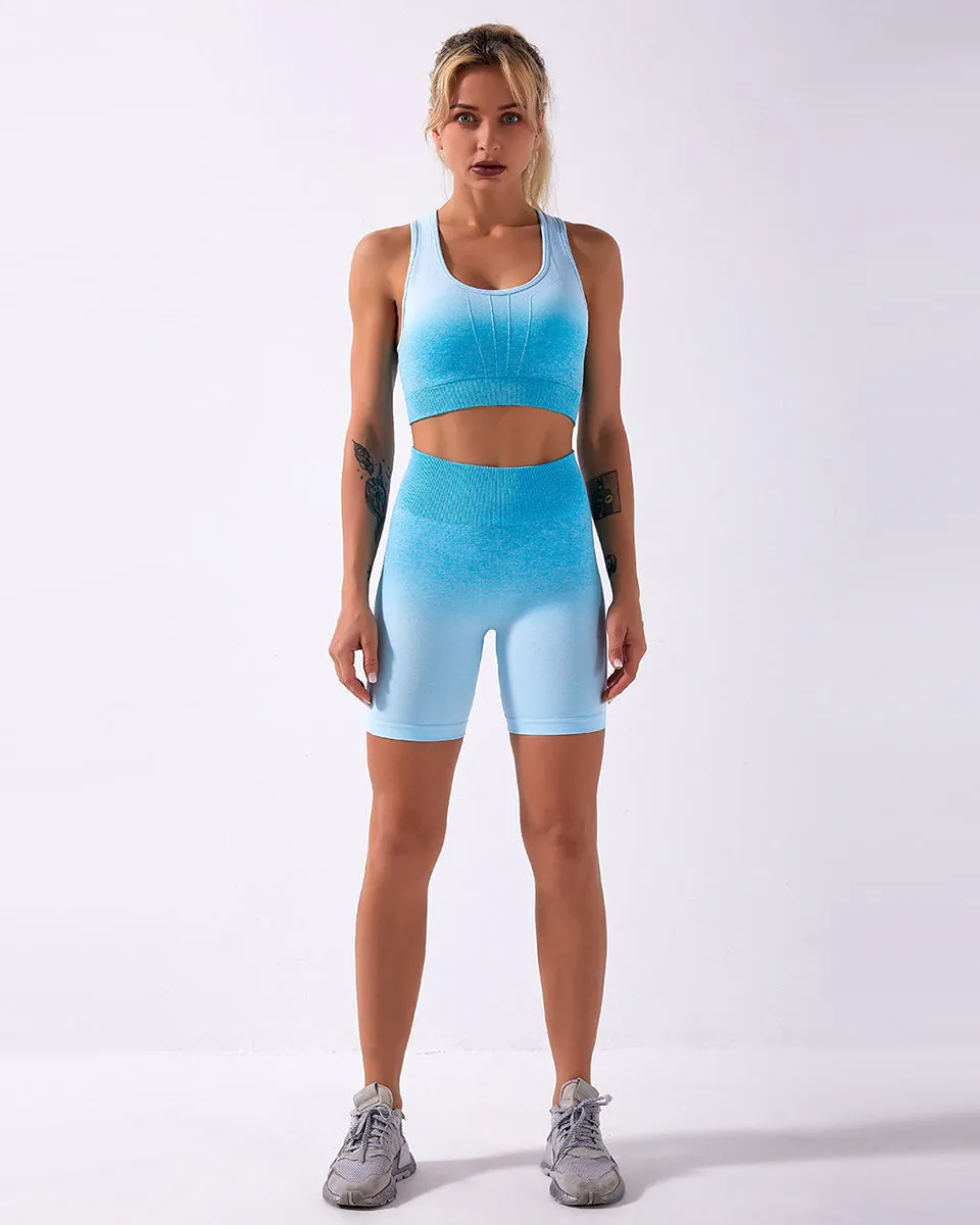 Calico Ombre Seamless Shorts - Sky Blue