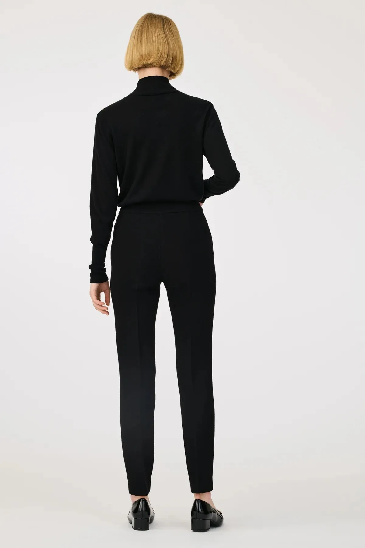 Carlen Noir Wool Crepe Cigarette Pants