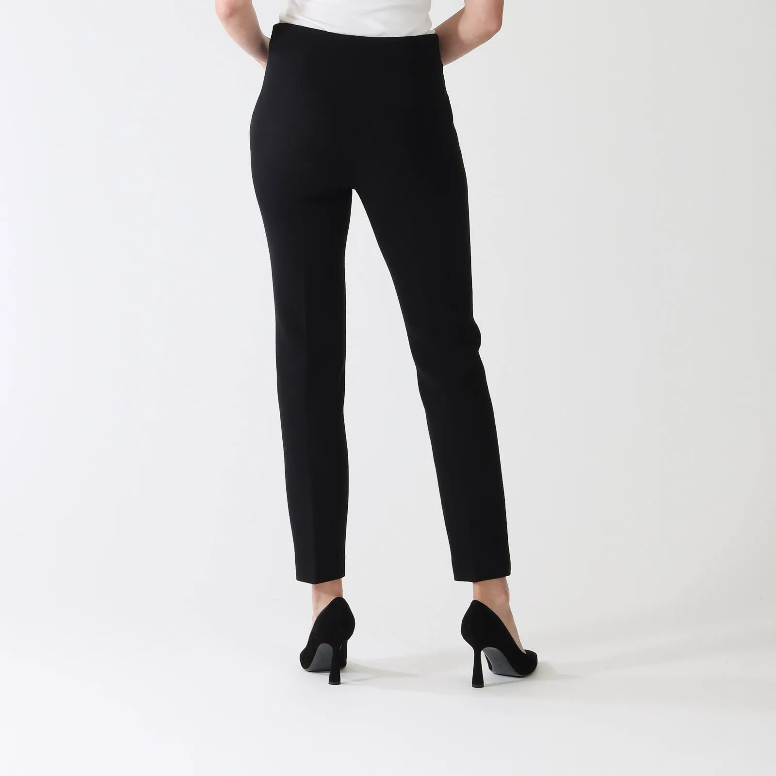 Carlen Noir Wool Crepe Cigarette Pants