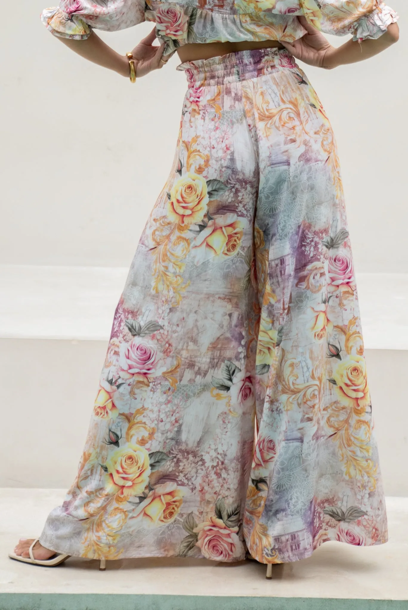 Carmella Pink Floral Wide Leg Pants