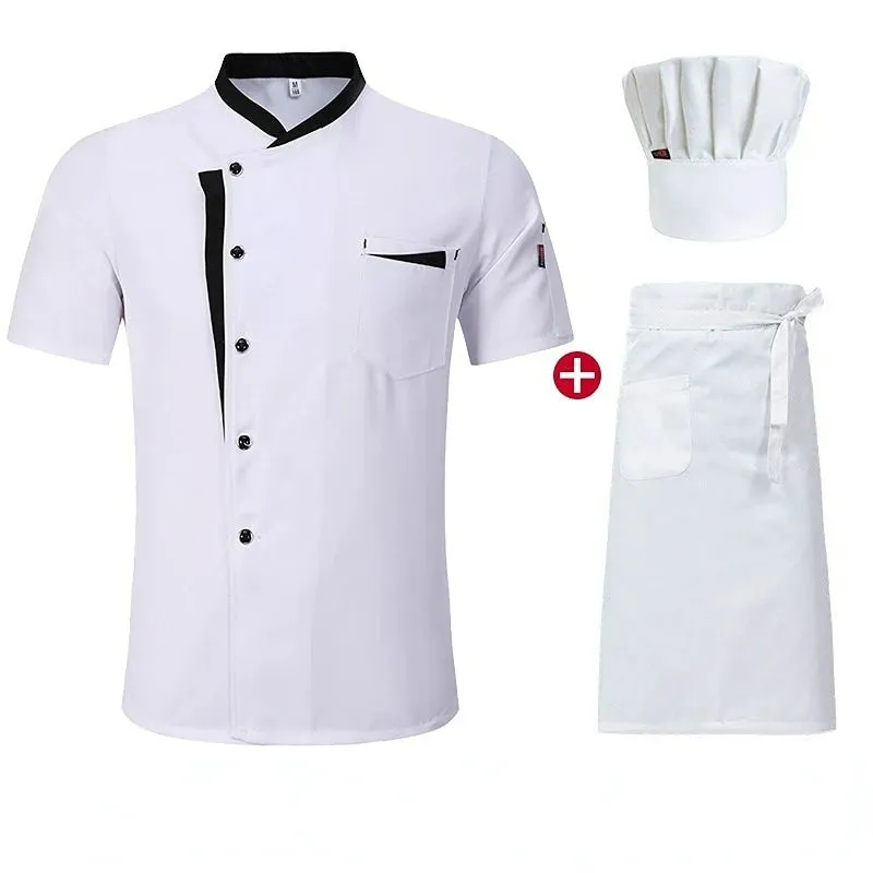 Classic Style Men Women Restaurant Kitchen Canteen Chef Uniform  Sleeves Chef Jacket Waiter Works Clothes