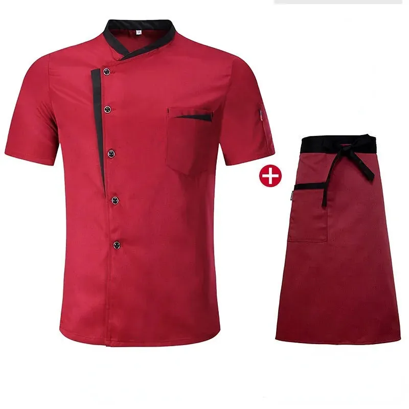 Classic Style Men Women Restaurant Kitchen Canteen Chef Uniform  Sleeves Chef Jacket Waiter Works Clothes