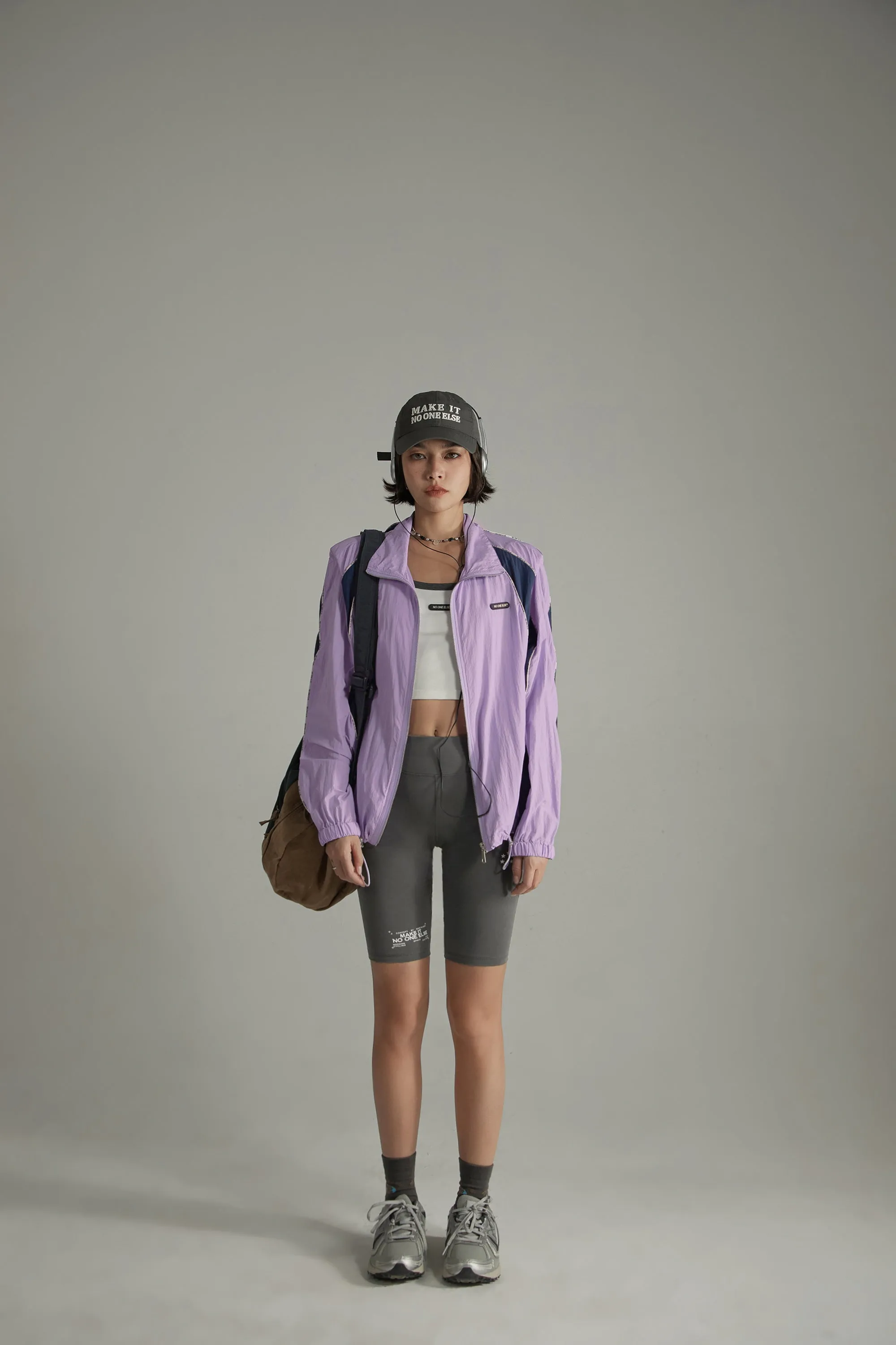 Colorblocked Boxy Sports Style Casual Drawstring Jacket