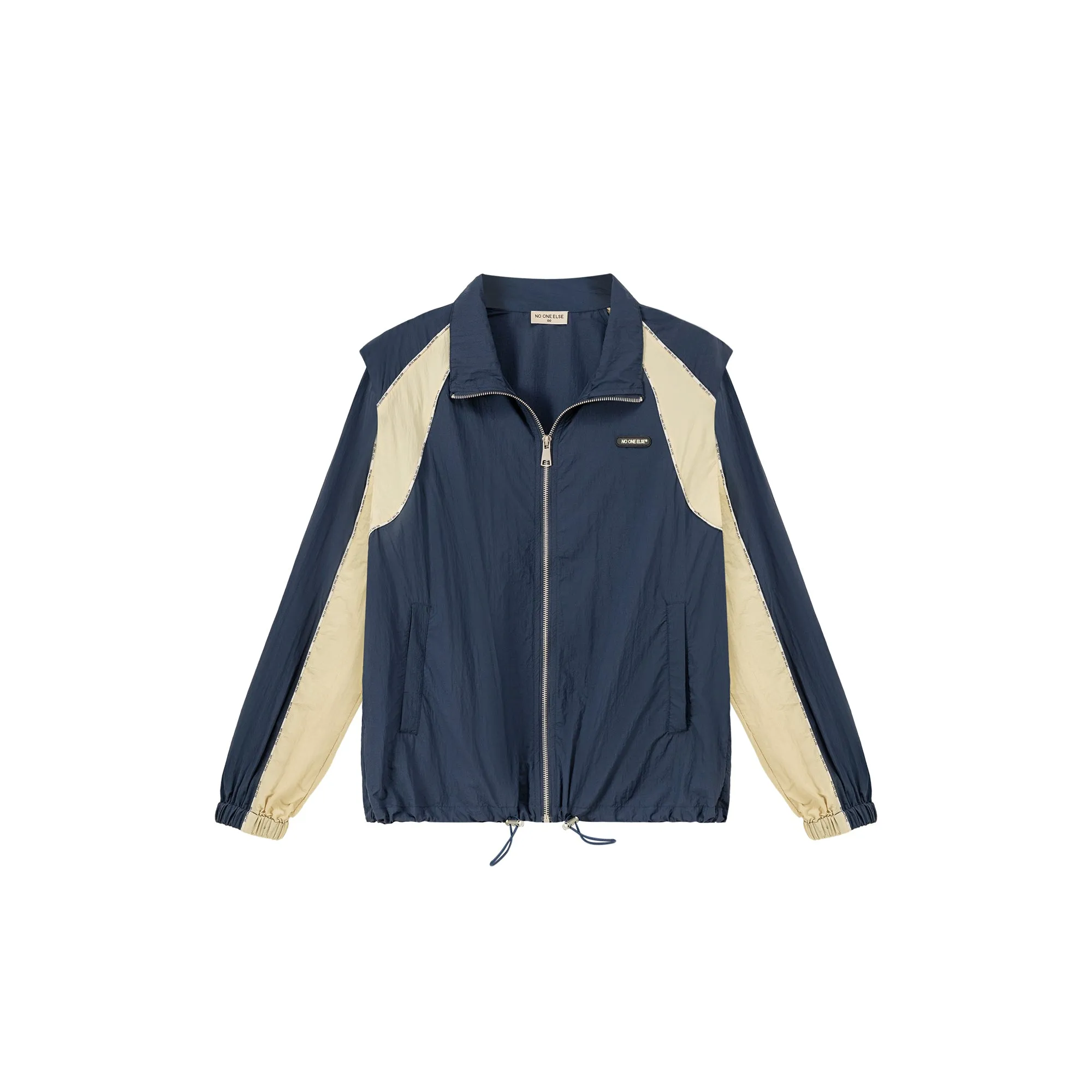 Colorblocked Boxy Sports Style Casual Drawstring Jacket