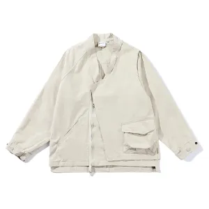 Cotton canvas asymmetrical jacket