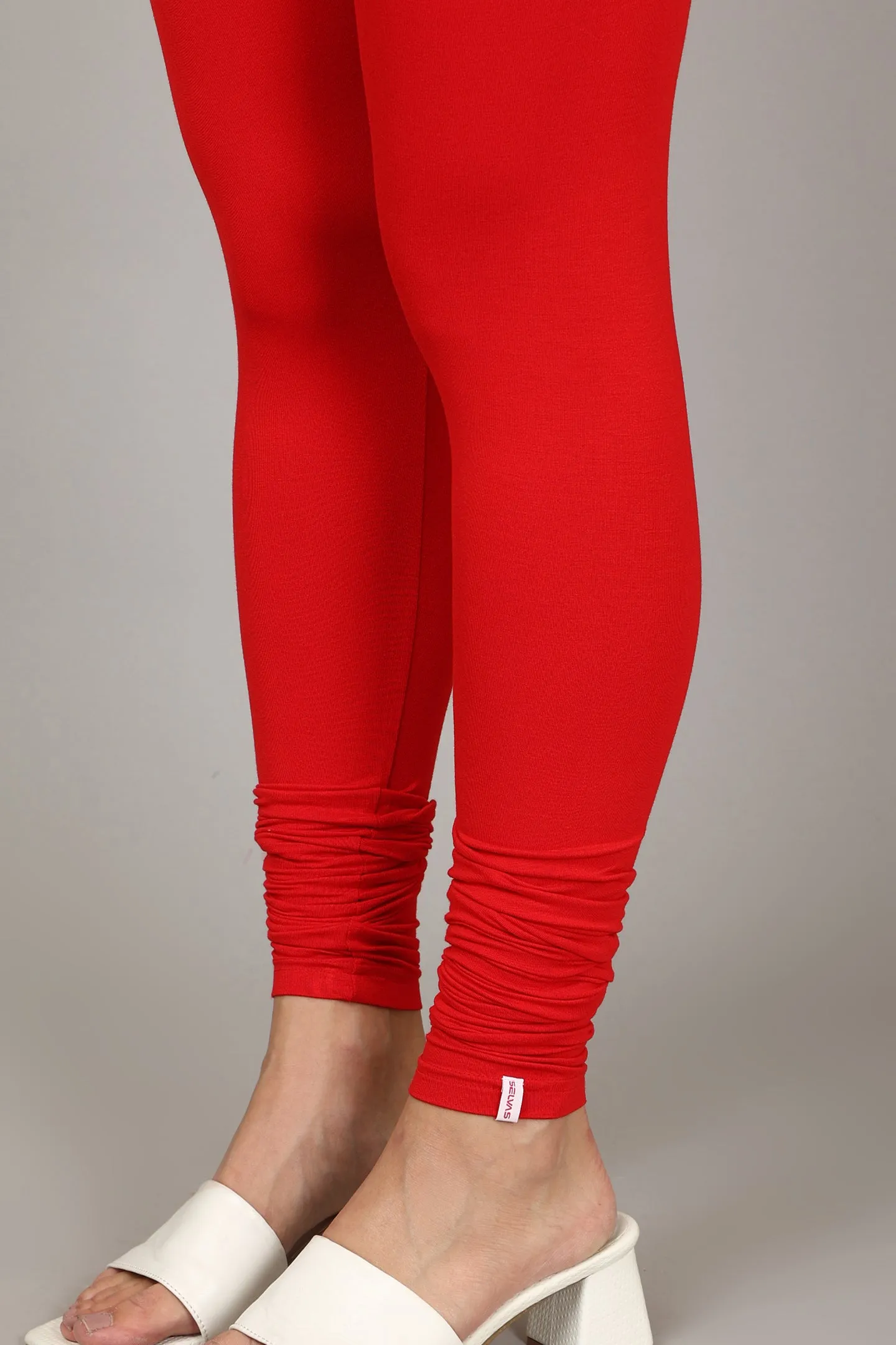 COTTON CHURIDAR LEGGINGS - RED