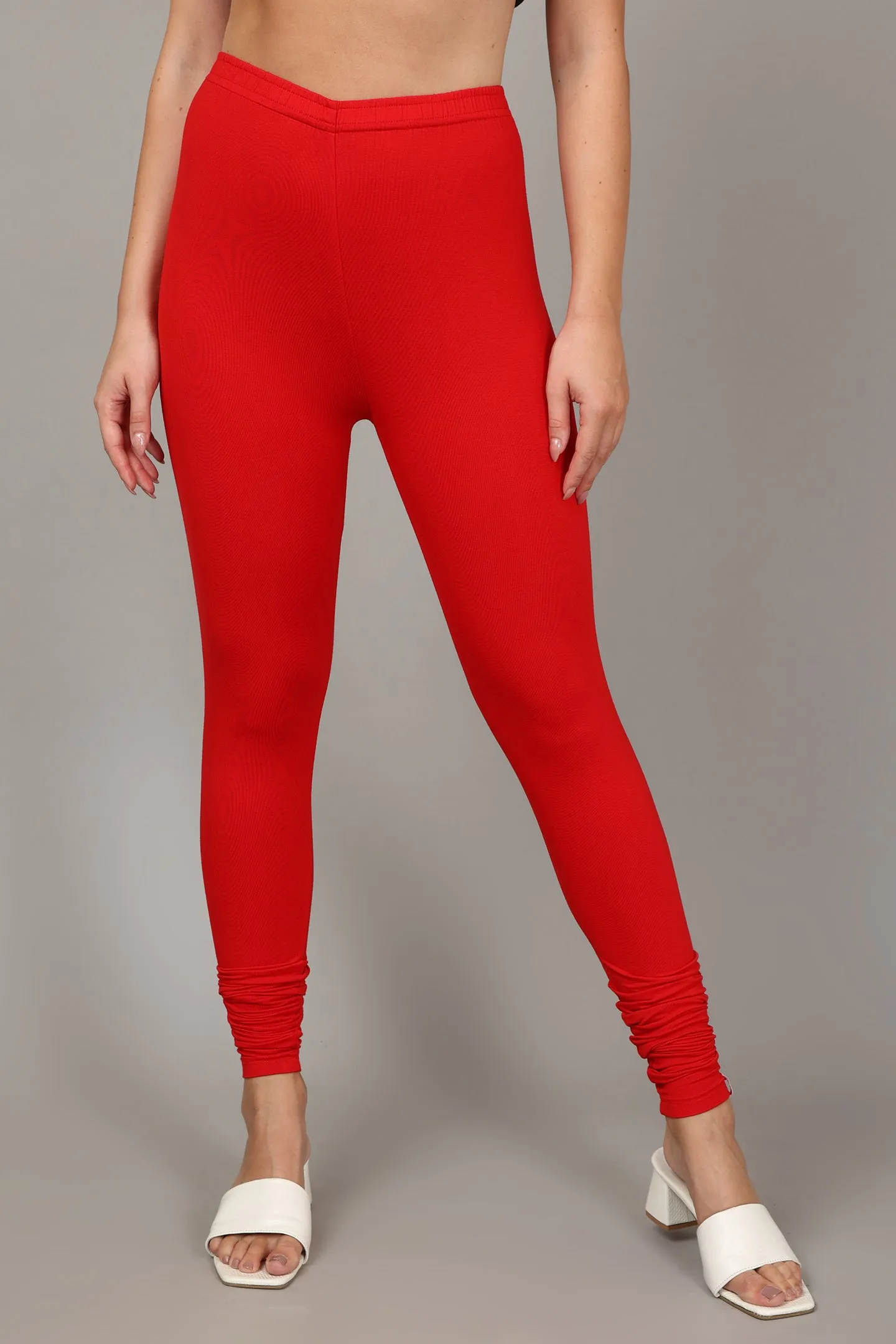 COTTON CHURIDAR LEGGINGS - RED