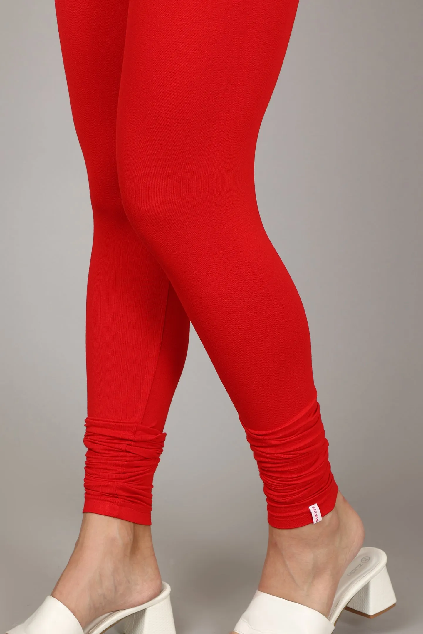 COTTON CHURIDAR LEGGINGS - RED