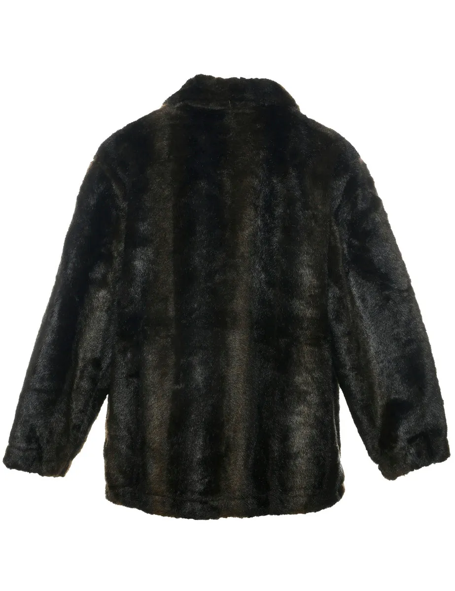 Dark Brown Faux Fur Jacket - L