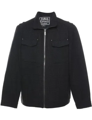 Dark Grey Checked Zip-Front Jacket - L