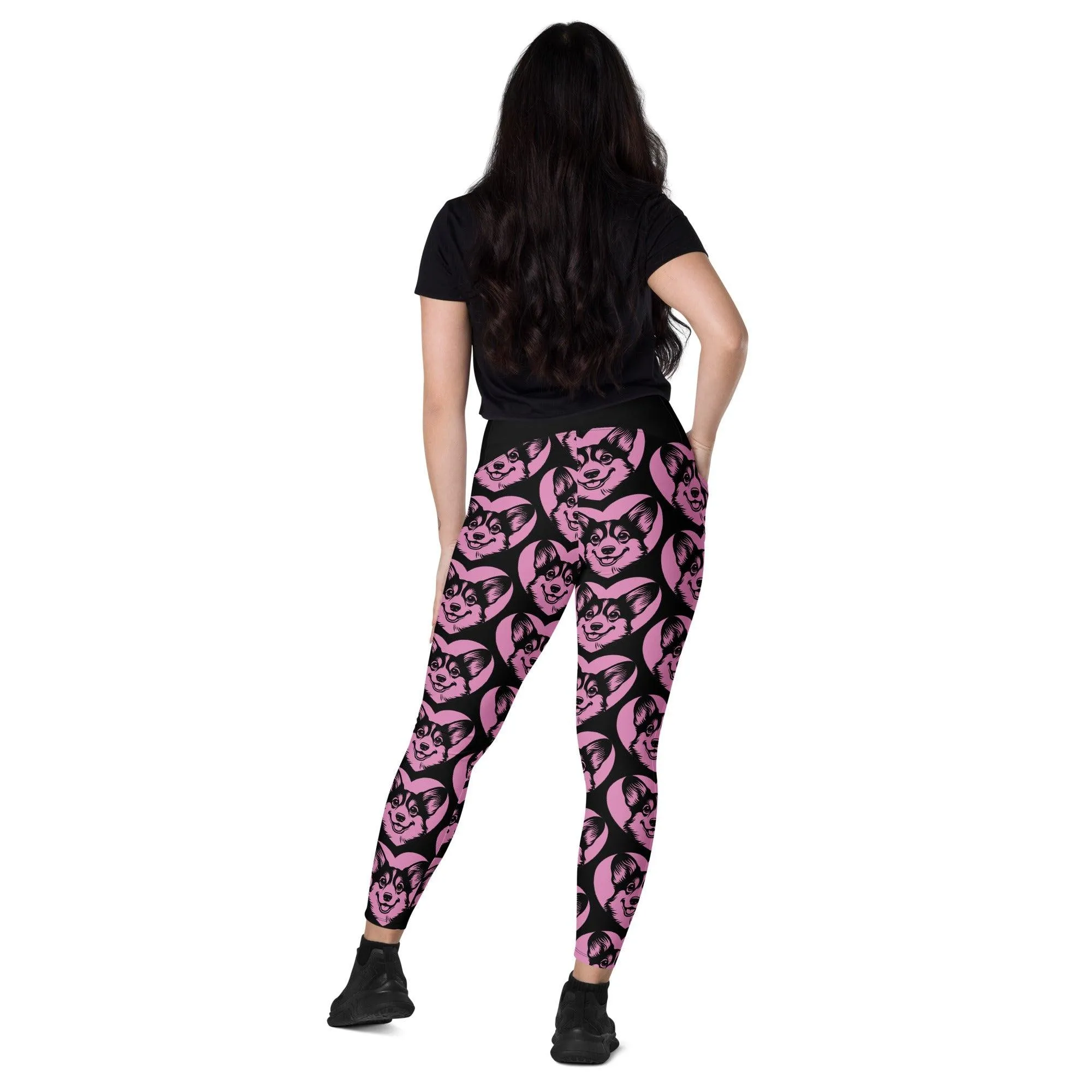 DOG BREED LEGGINGS with pockets - CORGI 2 - HERTTAHOUND - pink