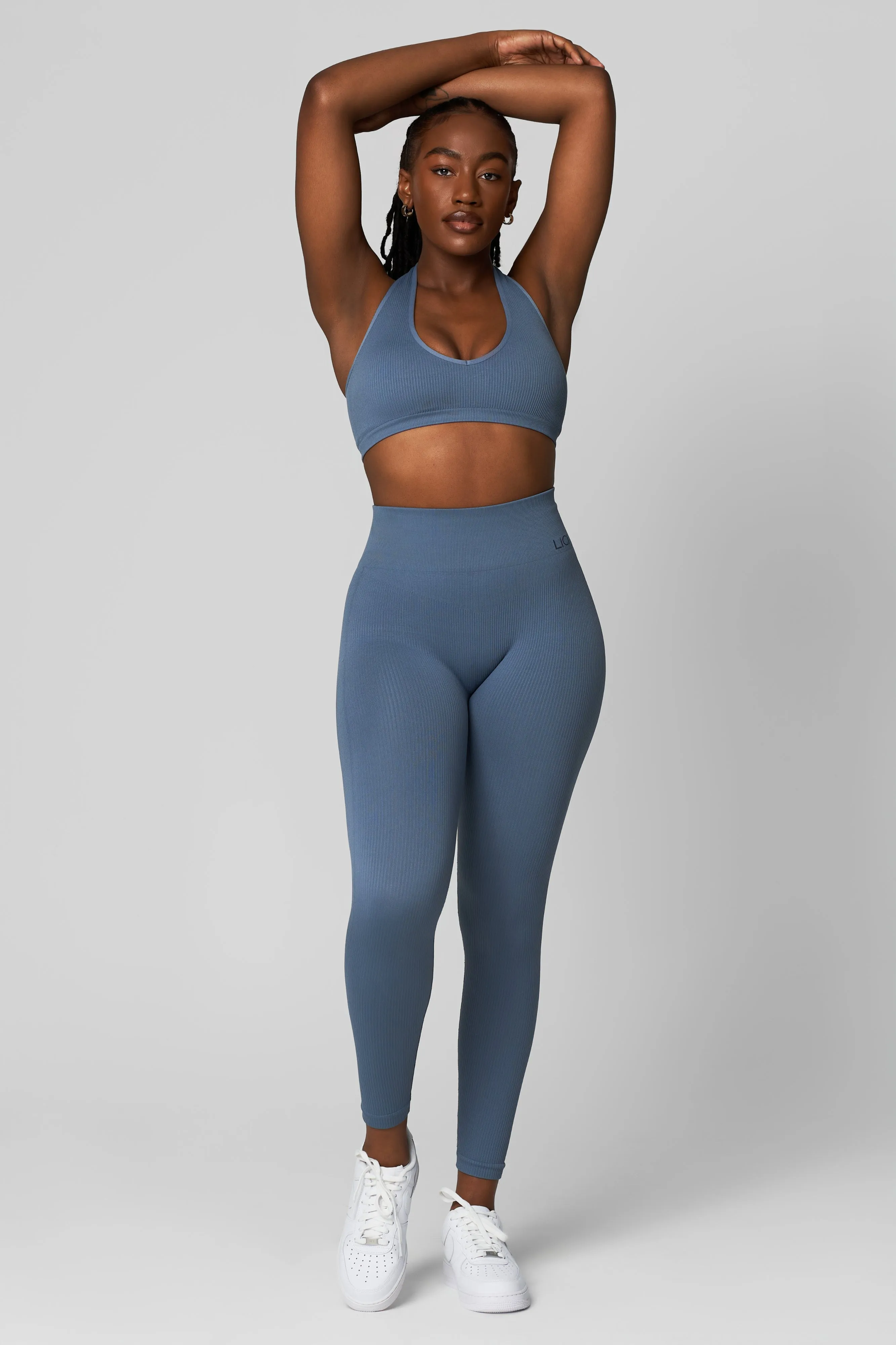 Dusty Blue Seamless Ribbed Legging