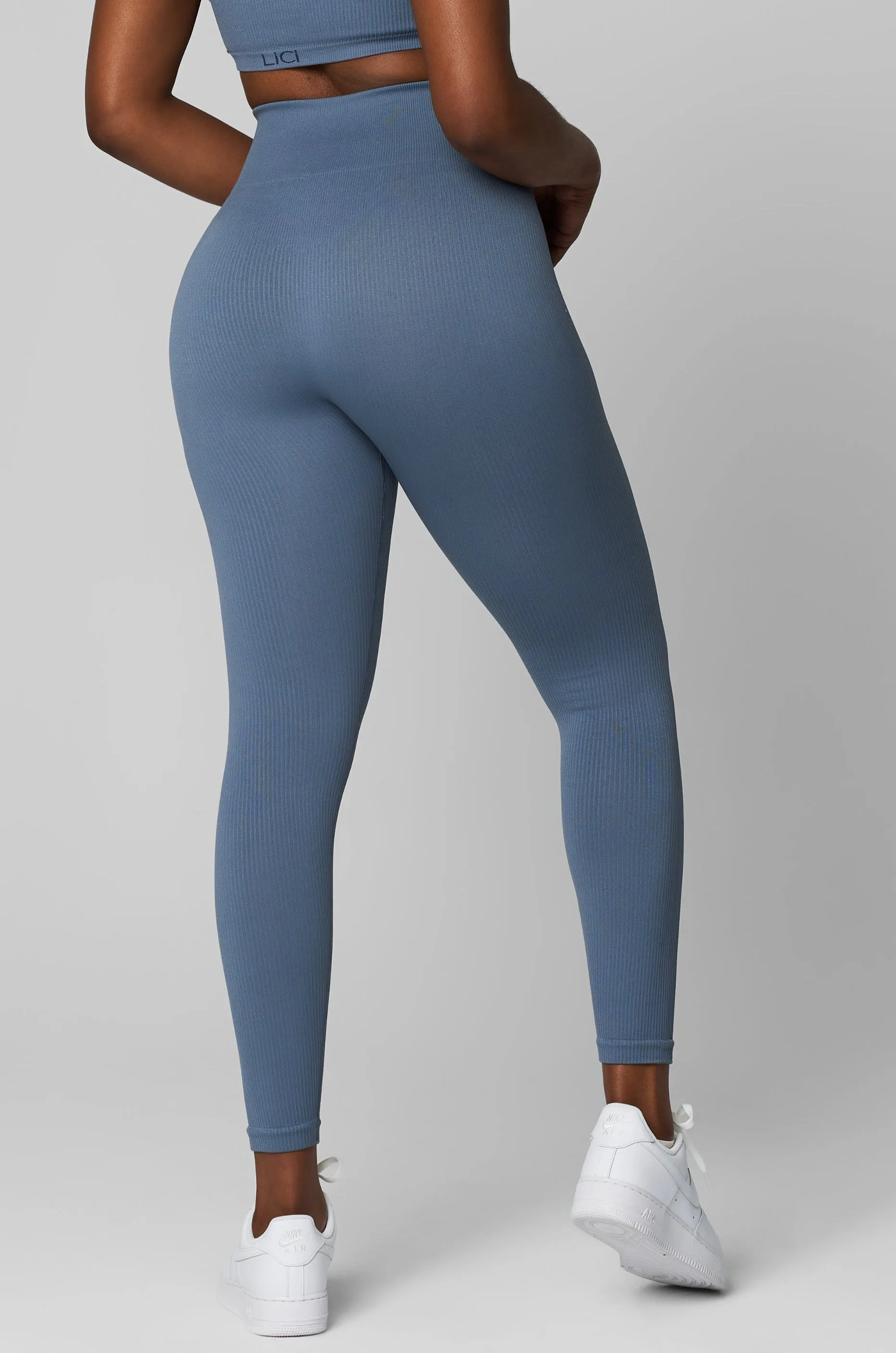 Dusty Blue Seamless Ribbed Legging