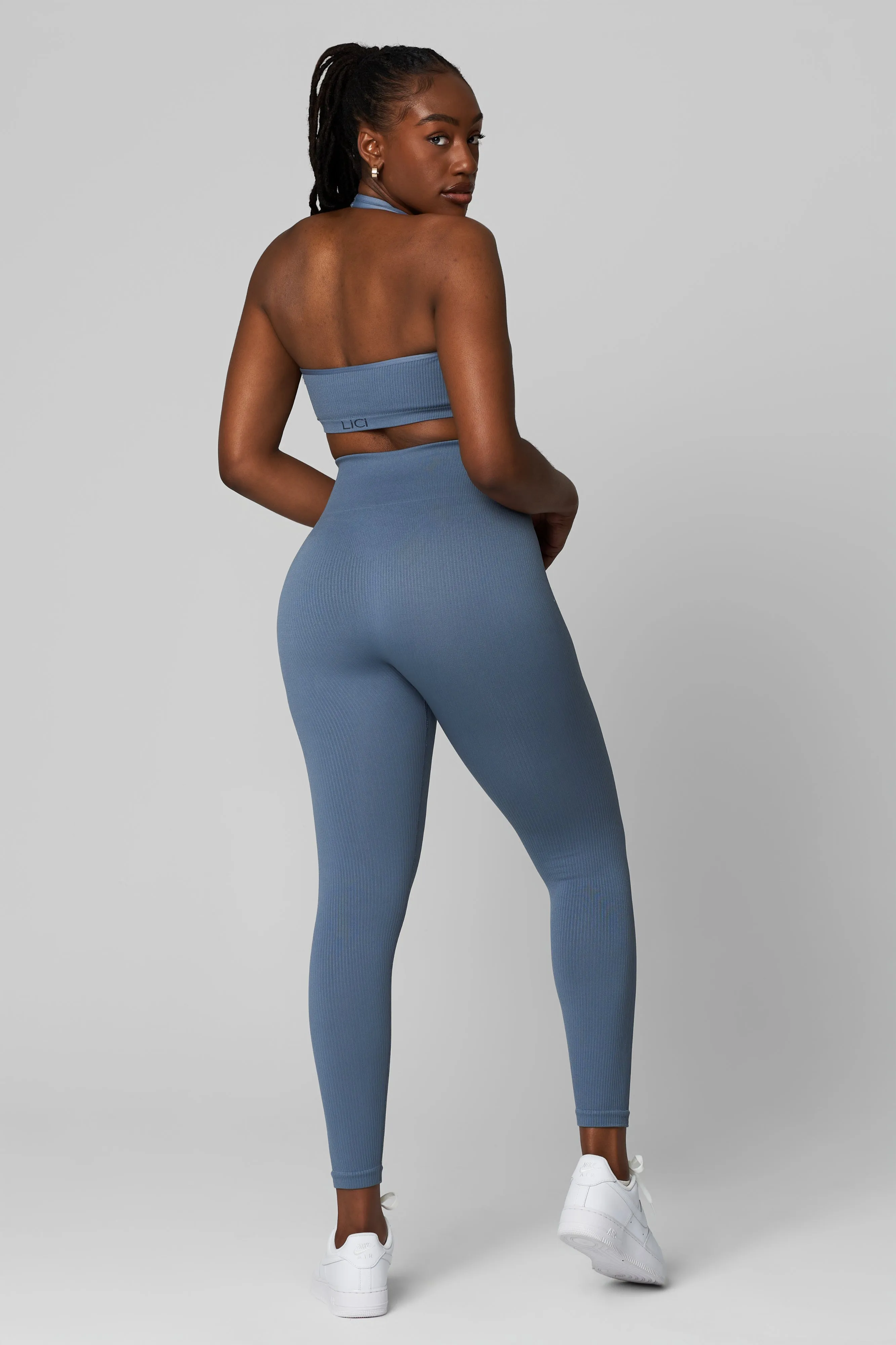 Dusty Blue Seamless Ribbed Legging