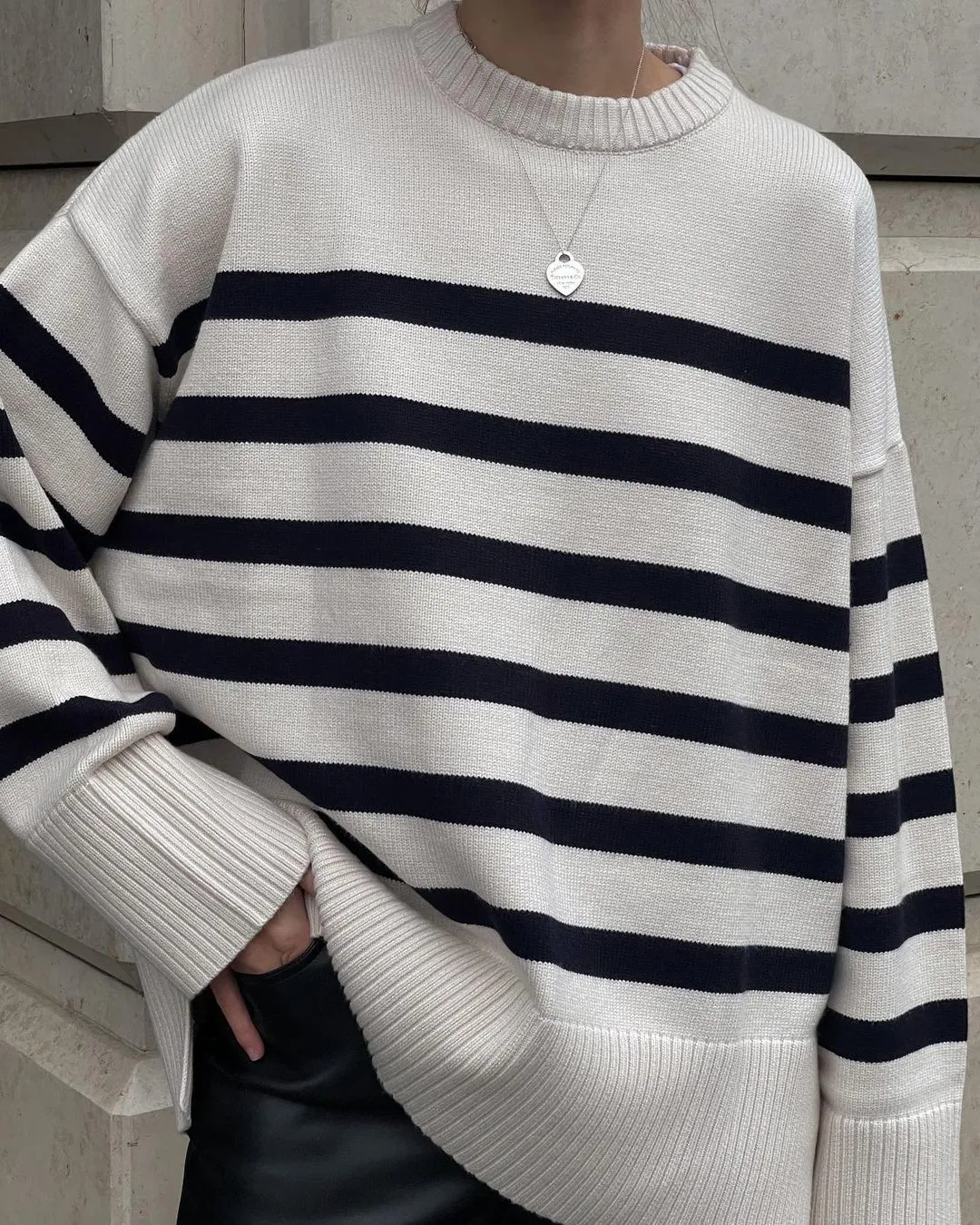 Feel Good White Stripe Tricot Blouse