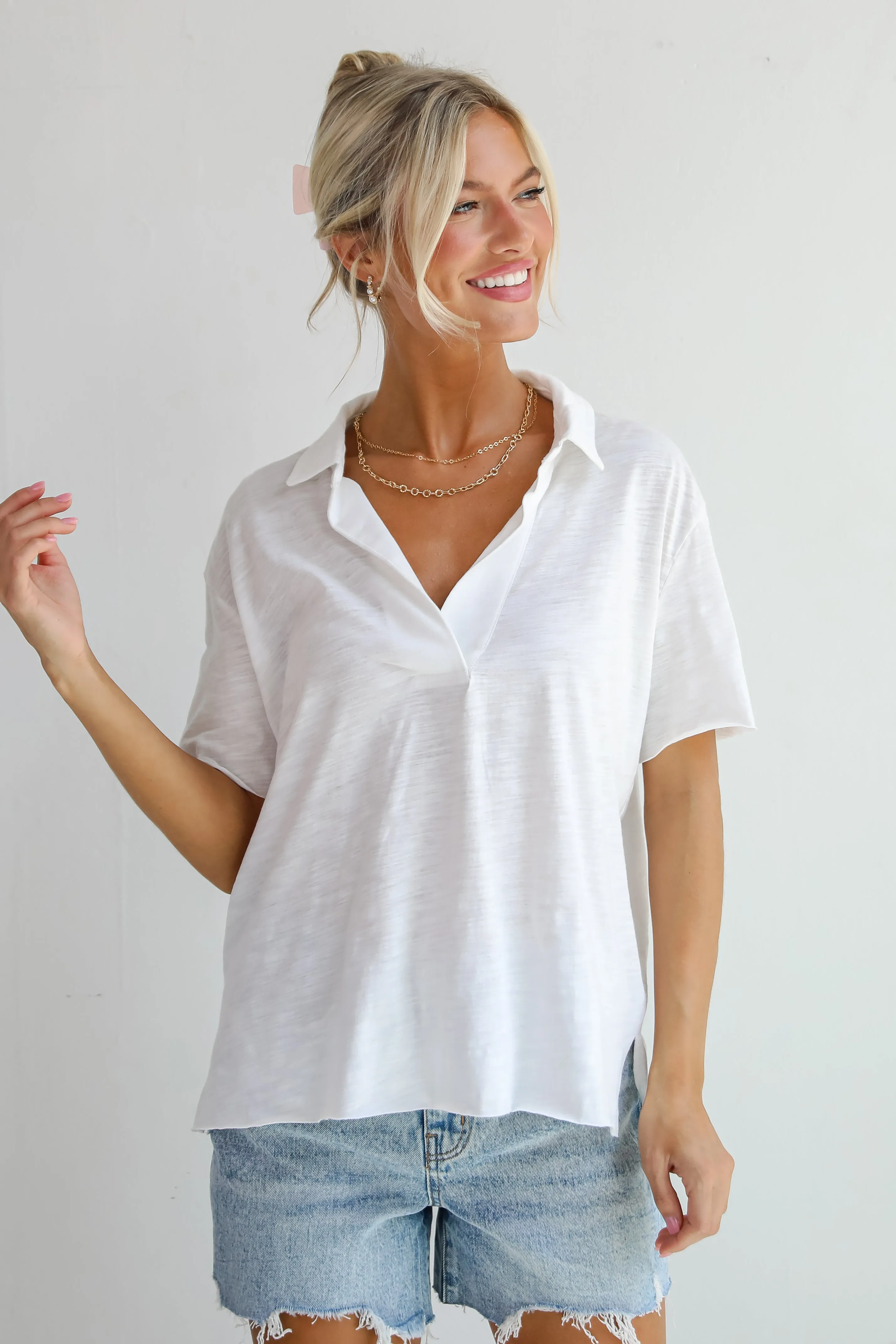 FINAL SALE - Sweetest Look Off White Collared Top