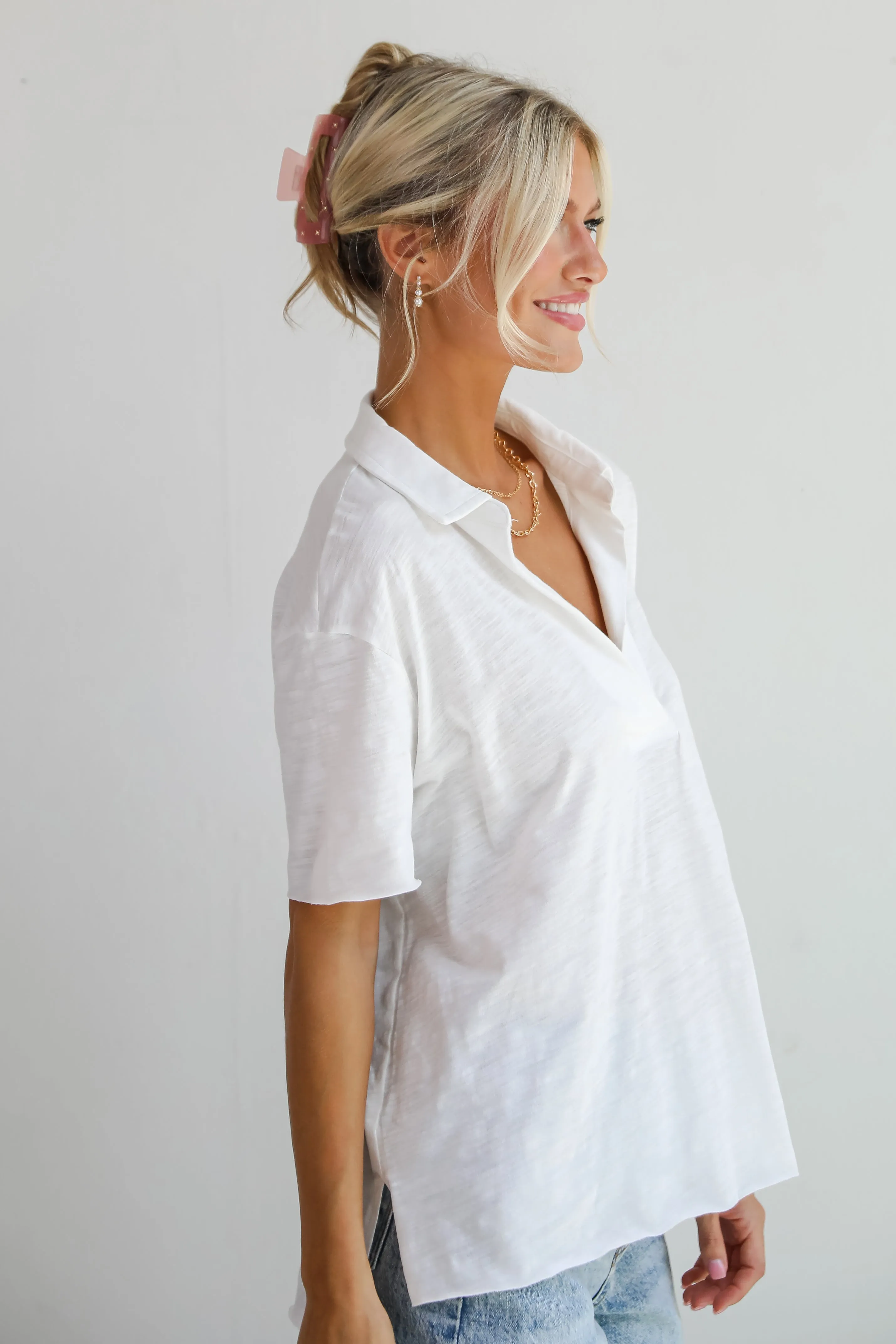 FINAL SALE - Sweetest Look Off White Collared Top