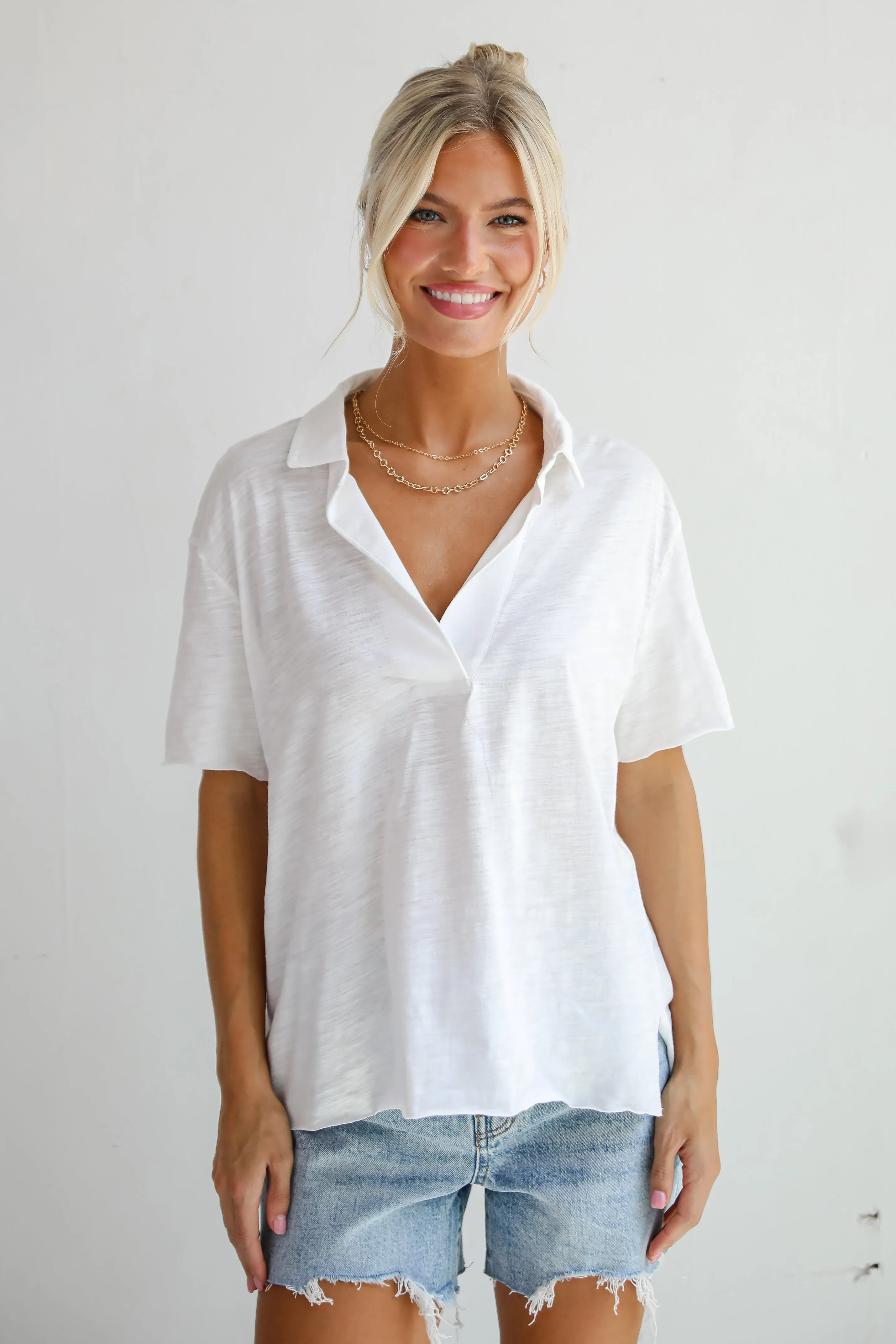 FINAL SALE - Sweetest Look Off White Collared Top