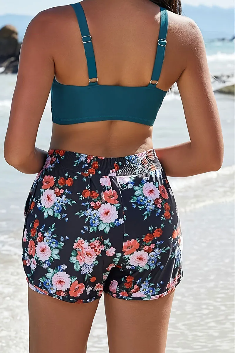 Floral Print Laid Back Scoop Neck High Waist Bikini