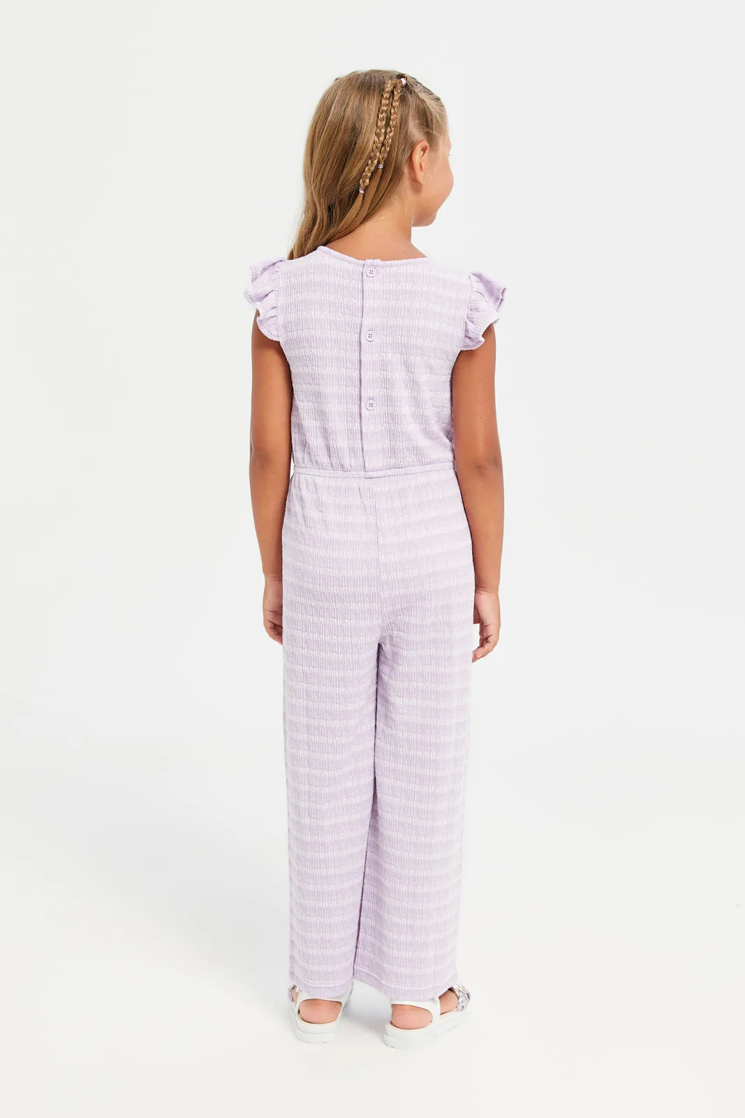 Girls Lilac Textured Jumpsuit