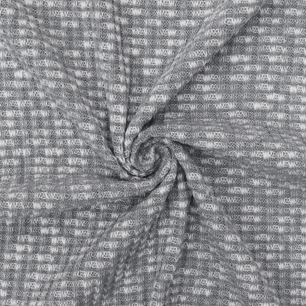 Glacier Gray-White Texture Stretch 3x2 Rib Knit Fabric