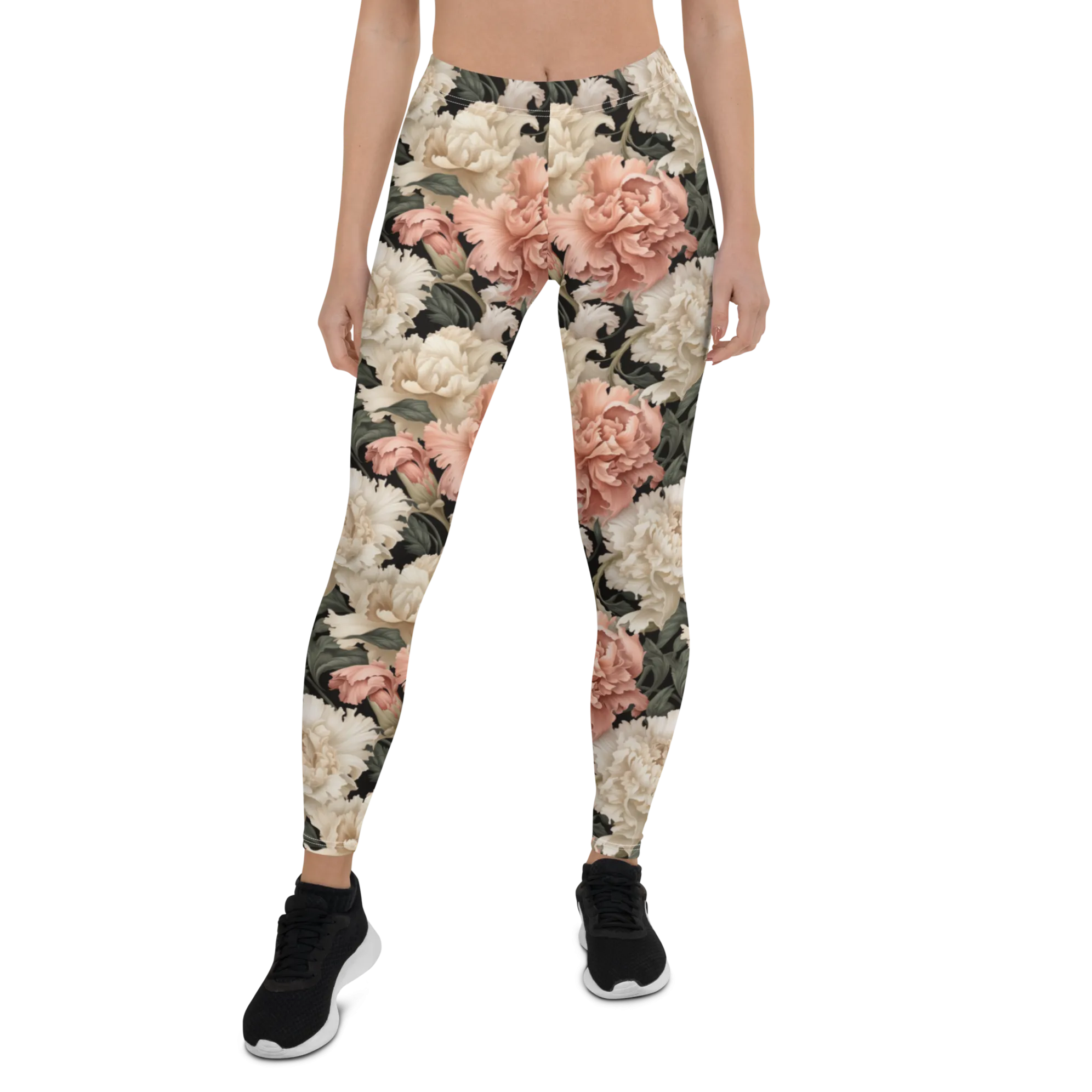 Green Leaf Carnation Leggings