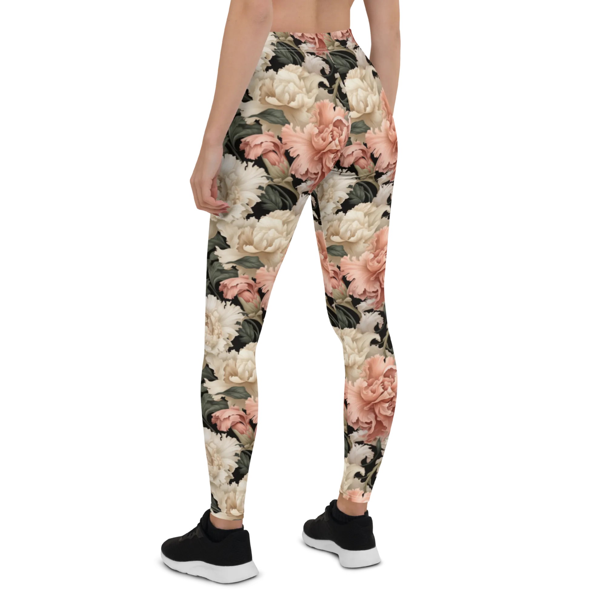 Green Leaf Carnation Leggings