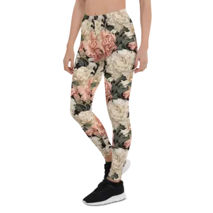 Green Leaf Carnation Leggings