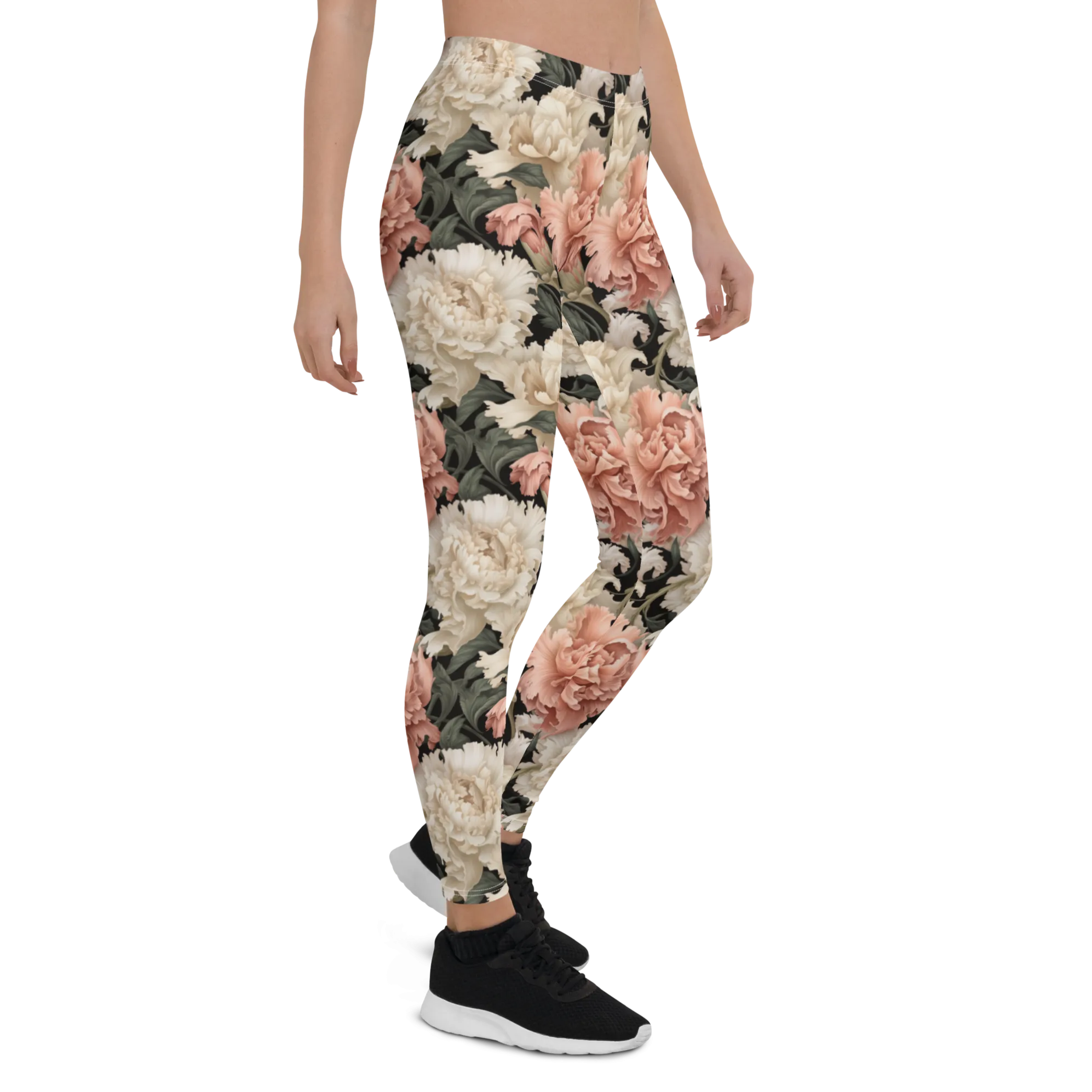 Green Leaf Carnation Leggings