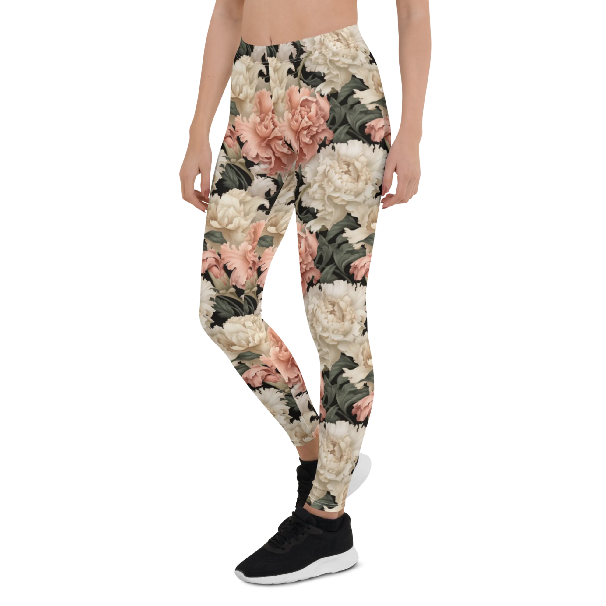 Green Leaf Carnation Leggings