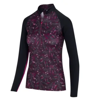 Greg Norman Women's Solar XP Monet Print 1/4 Zip Black