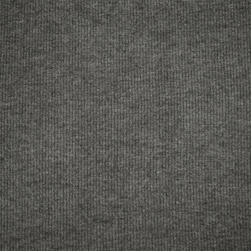 Heather Gray Rayon Spandex Stretch Brushed Face 2x2 Rib Knit Fabric