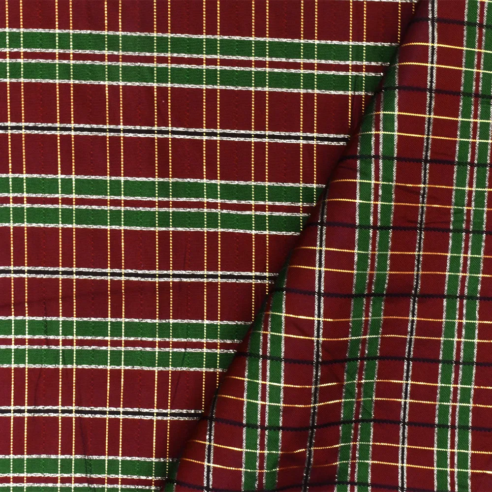 Holiday Red-Green-Multi Plaid Metallic Taffeta Woven Fabric