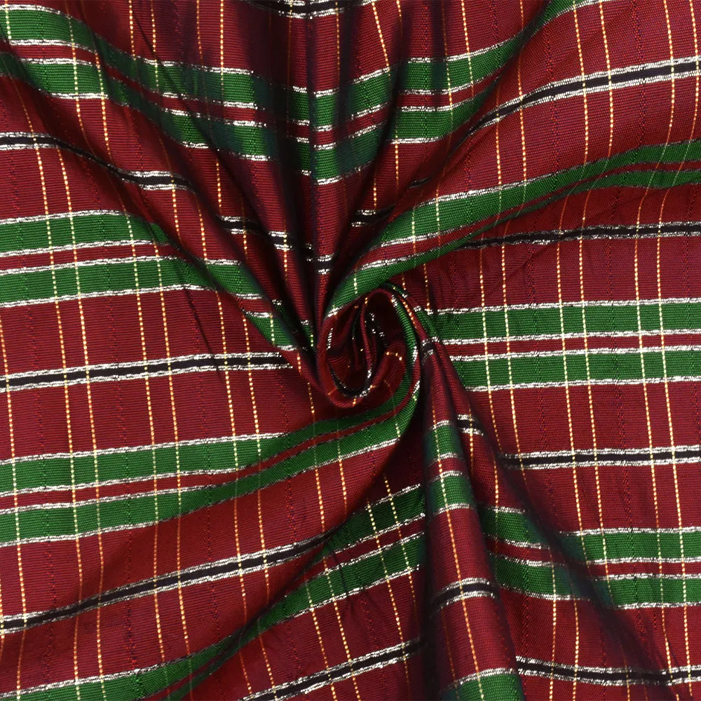 Holiday Red-Green-Multi Plaid Metallic Taffeta Woven Fabric