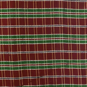 Holiday Red-Green-Multi Plaid Metallic Taffeta Woven Fabric