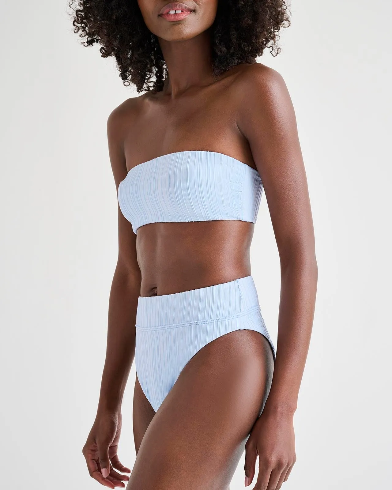 Ice Blue High Waist Swim Bottom