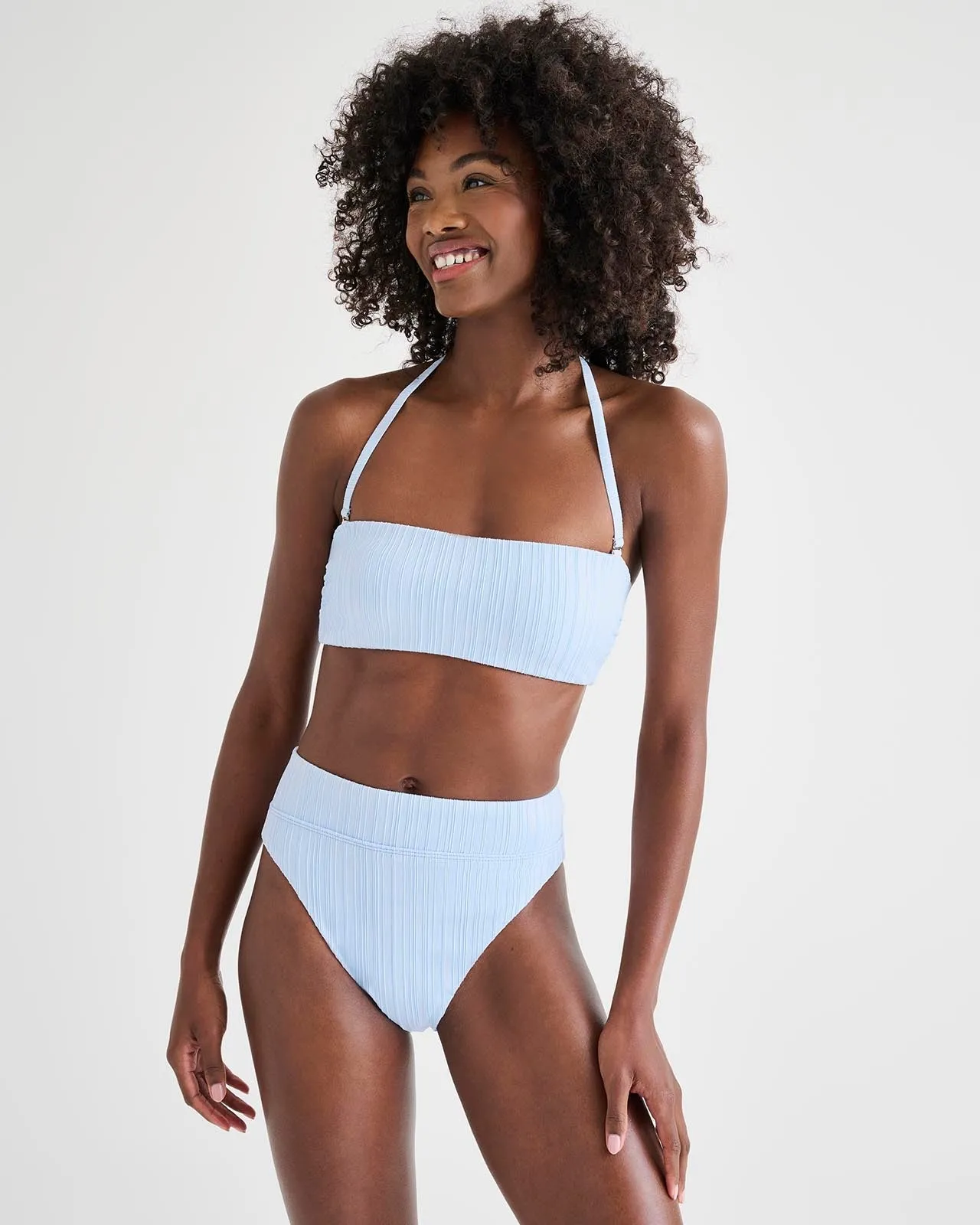 Ice Blue High Waist Swim Bottom