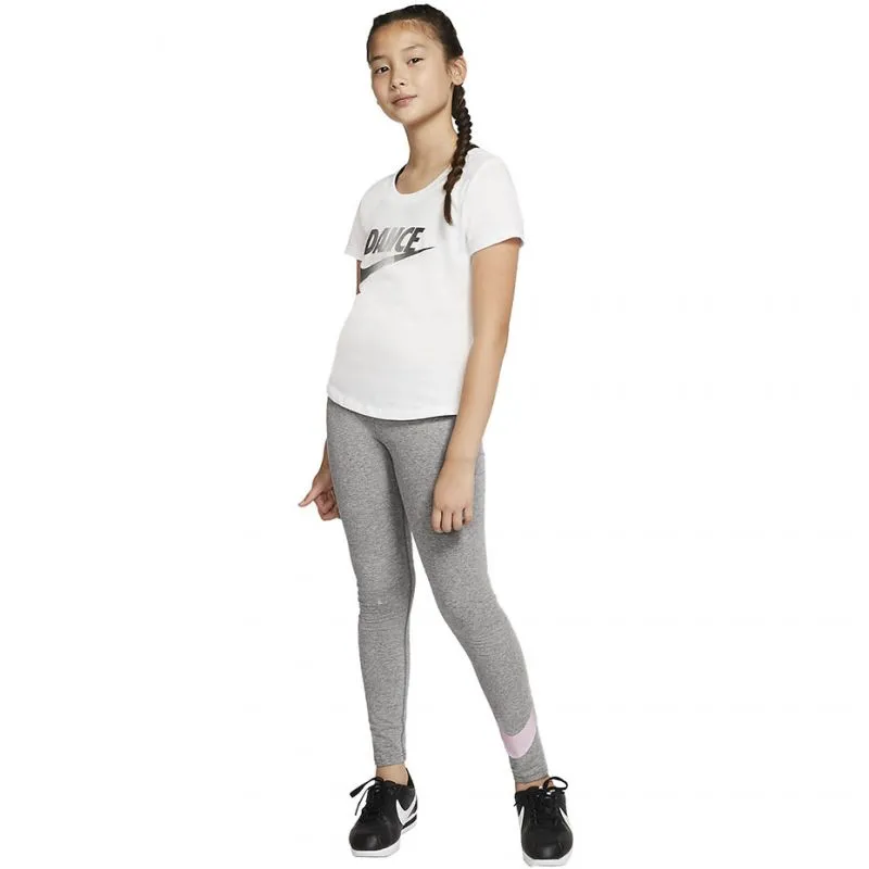 Kids' Nike Sportswear Gray Leggings with Bold Pink Logo - Ultimate Comfort & Style!